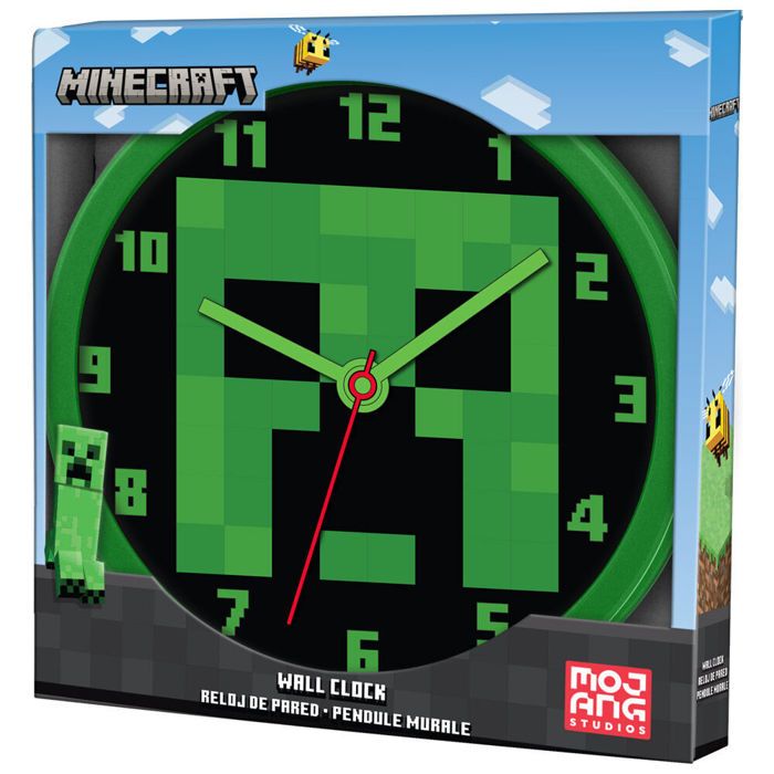 Horloge Murale Educative Minecraft Pour Enfants – 25 Cm – Design Coloré & Silencieux – Apprendre L'Heure Facilement