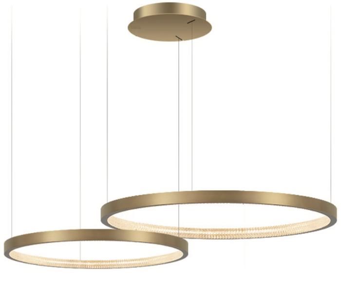 Zing Ring Double 80 B - Lustre LED 80cm deux anneaux laiton doré