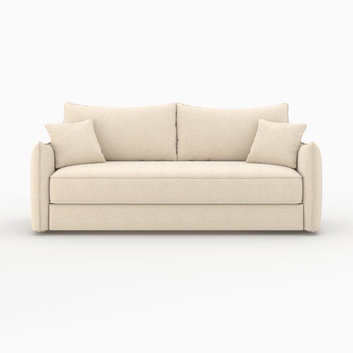 Canapé convertible 3 places en tissu effet lin blanc cassé - Céleste - Maison Pavane