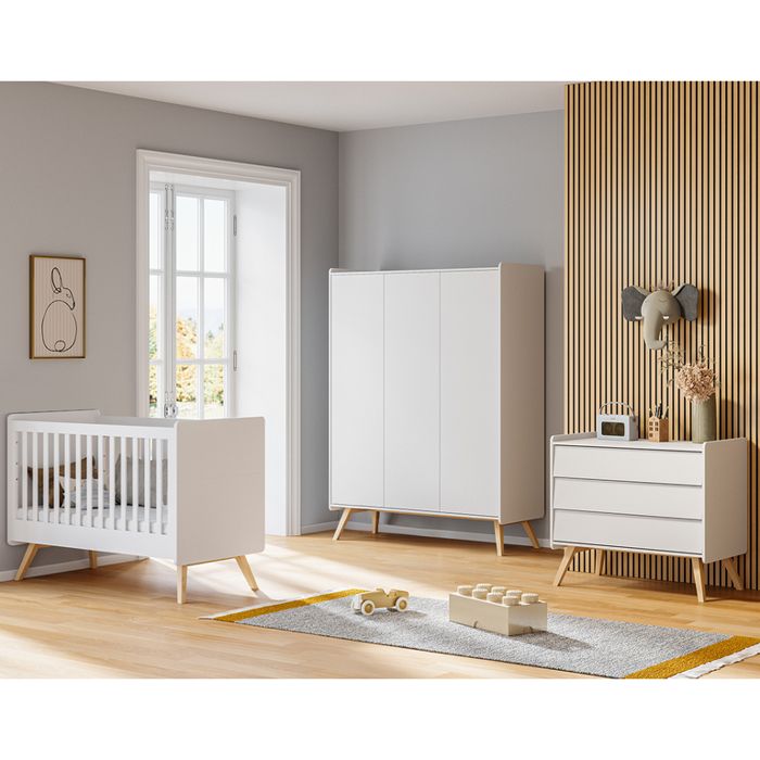 Chambre complète 3 portes Vox - Vintage - 125 x 65 x 103cm - Blanc