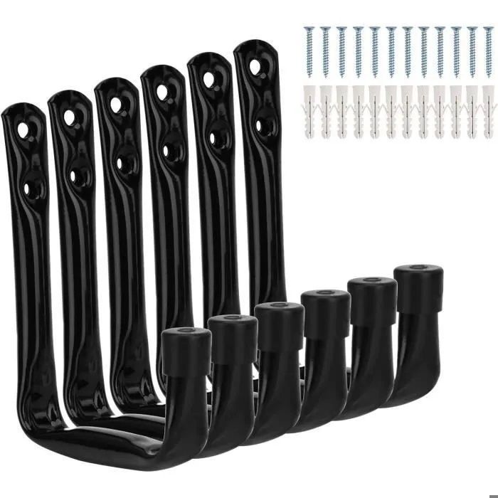 14 Crochets Muraux Garage Lourds - Support 42kg Acier Avec 3 Soudures - Rangement Vélos, Échelles, Outils (Noir)