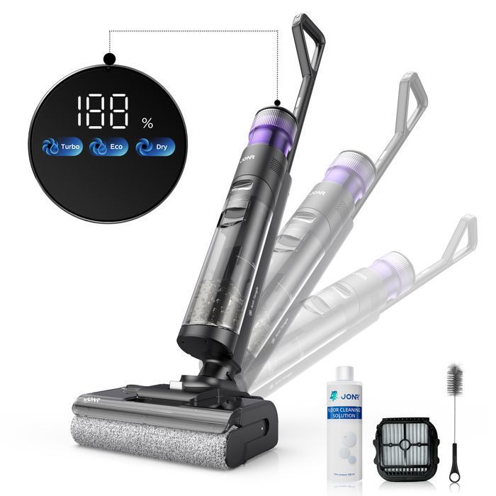JONR ED12 Pro Max-Aspirateur Balai Laveur Sans Fil 17000PaNettoyage à 70°CAutonomie 40 mins Rappel Vocal Intelligent Pivot 180° - Jonr