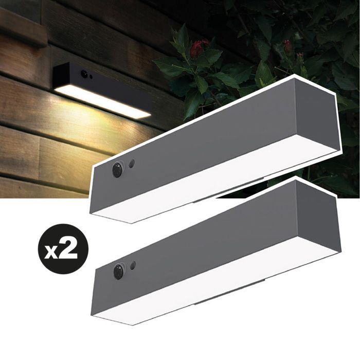 Lampe murale solaire - EZILIGHT - Solar Wall S24 - Lot de 2 - 1000 lm - IP44 Lampe murale solaire - EZILIGHT - Solar Wall S24 - Lot de 2 - 1000 lm - IP44