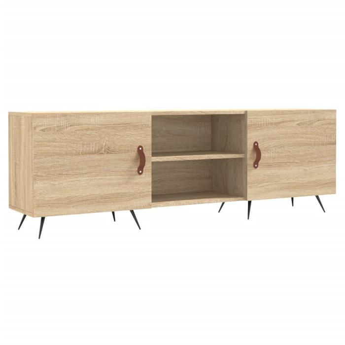 Meuble TV - Meuble tele - chêne sonoma 150x30x50 cm - Bois dingénierie - Porte(s) RUI07 6020