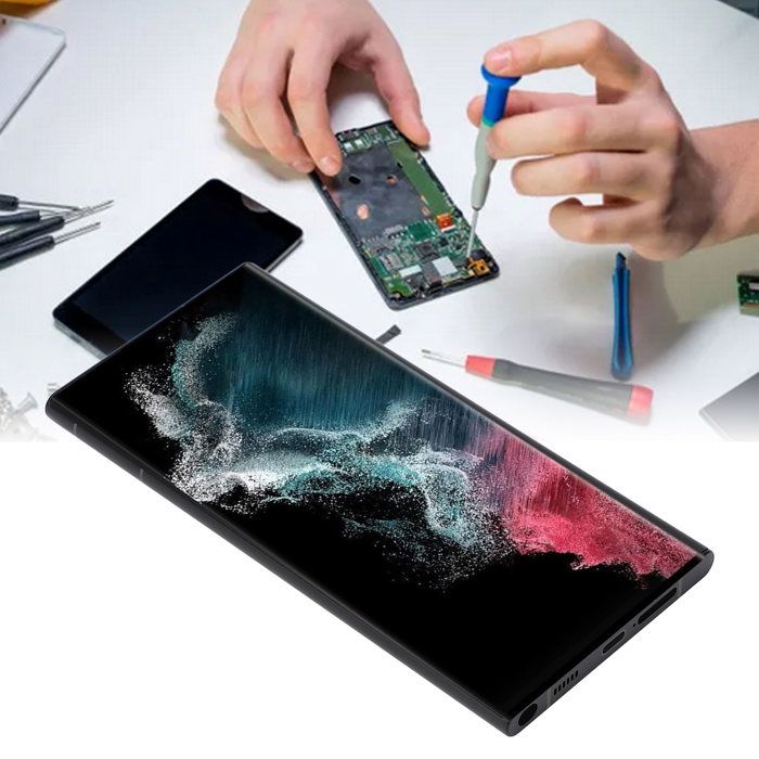 SURENHAP Remplacement de lécran du téléphone Écran de remplacement de 68 pouces pour S22 Ultra 5G SM gps telephone Noir givré