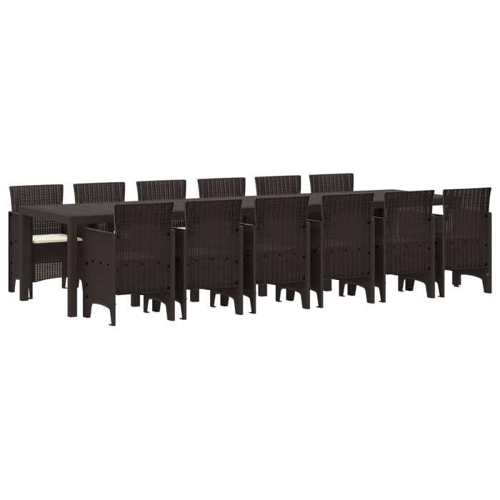 vidaXL Ensemble de jardin de 13 pièces avec coussins en rotin Table de jardin 200x100x73 cm en rotin Table de jardin 150x100x73 cm en rotin Chaises de jardin avec coussins 4 pcs en rotin - vue 5
