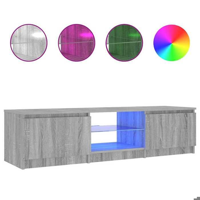 “RabaisMeuble TV/Armoire salon - Banc TV - KENNETH - avec lumières LED Sonoma gris 140x40x36 cm Août310005