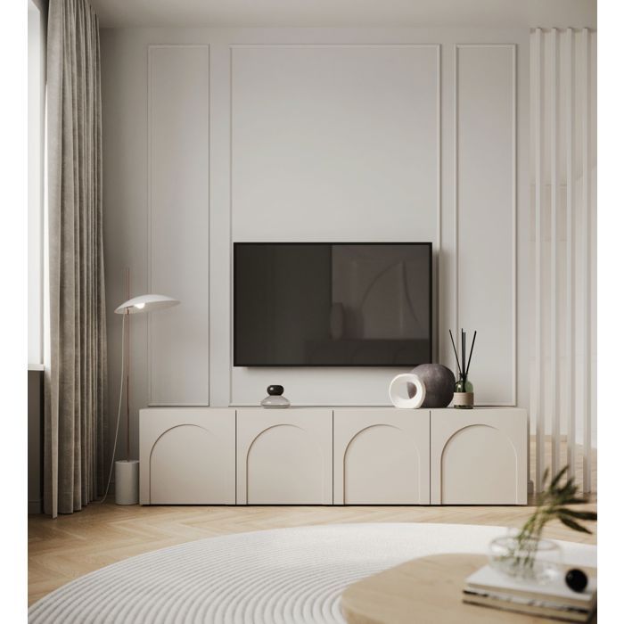 SELSEY  ARKADIA - Meuble TV &agrave; 4 portes - 200 cm - gris cachemire