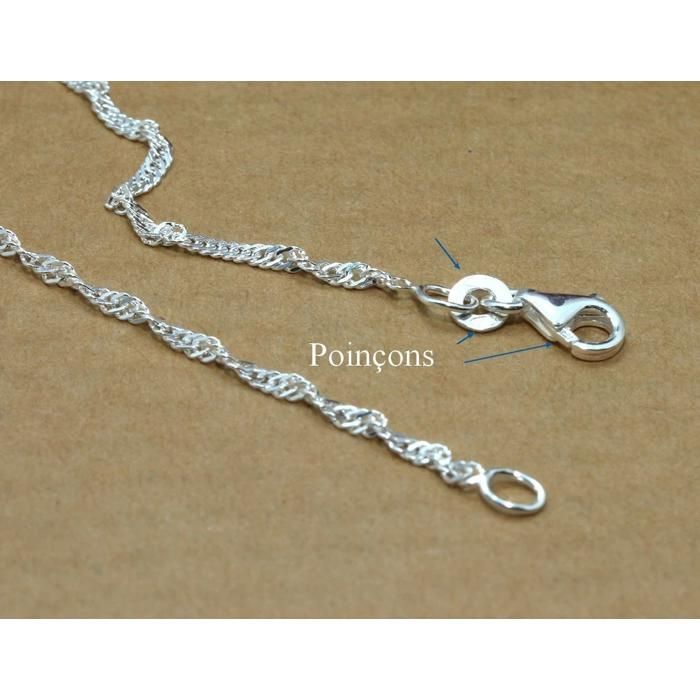 chaine fine 50cm en argent 925 massif maille singapour torsadée chaine fine 50cm en argent 925 massif maille singapour torsadée