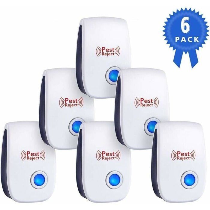 Répulsif Ultrason Souris Double Fréquence 6 Appareils Anti-Rongeurs Protection Efficace Maison/Jardin