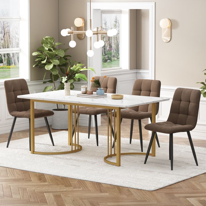 Groupe à manger (5 pièces) Table à manger avec 4 chaises Set de table de cuisine moderne table de cuisine 140 × 80cm avec jambes