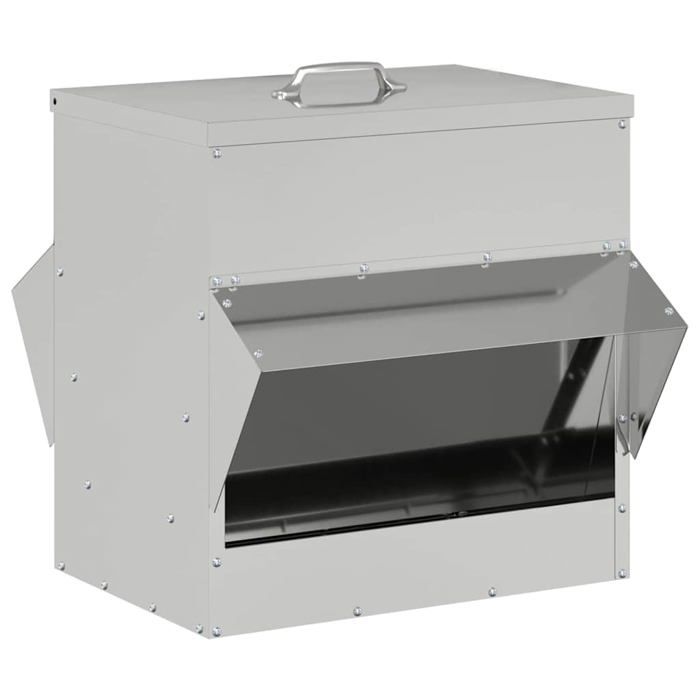 Meilleurs prix pour Mangeoire pour poules en acier galvanisé - vidaXL - Capacité 20 kg - 405x45x41 cm - Argent - Résistant aux intempéries