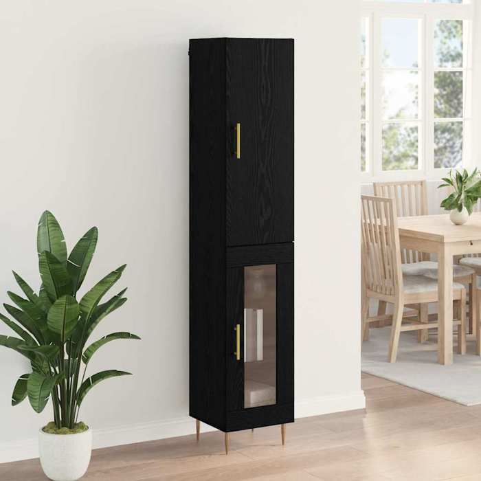 Buffet haut - MOTHINESSTO - MOT5660 - Chêne noir - Bois dingénierie - 2 portes