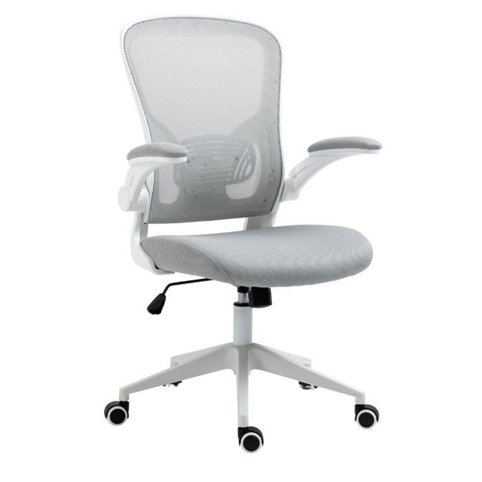 Fauteuil de bureau en maille gris avec accoudoirs réglables - HELIX Fauteuil de bureau en maille gris avec accoudoirs réglables - HELIX