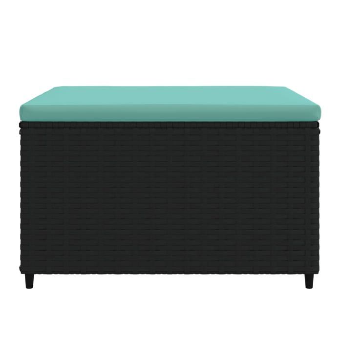 Promo printempsPetit fauteuil/chaise de balcon - SOLOMON - Repose-pied de jardin avec coussin noir résine tressée - S4134649