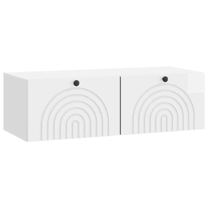 vidaXL Meuble TV mural Montage mural Blanc brillant 98 x 41 x 30 cm 898189