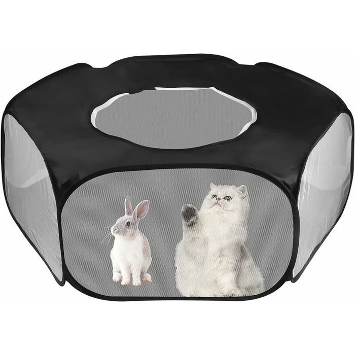 Enclos pliable pour petits animaux - PZCC - Tente pliable avec fermeture éclair - Respirant et transparent