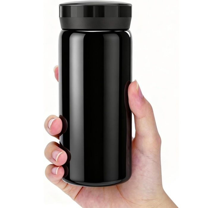 Mini Thermos 200ml Acier Inoxydable Sous Vide - Bouteille Isotherme Anti-Fuite Sac à Main - Noir