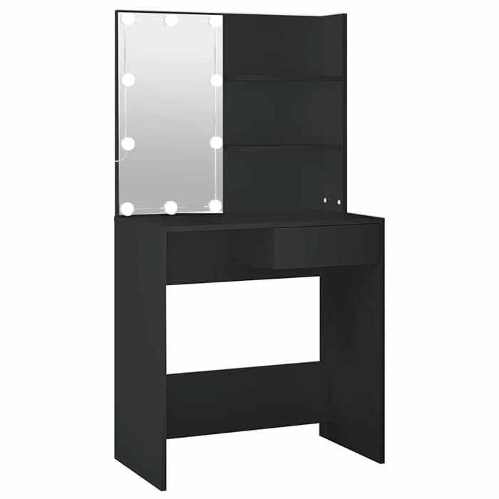 Coiffeuse pour Chambre - Table de beauté - avec LED noir 745x40x141 cm(275370)