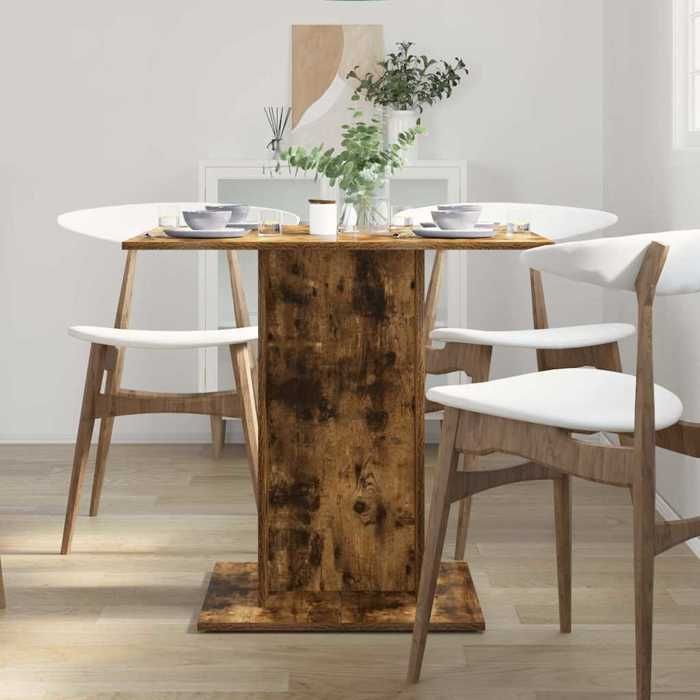 Les SoldesTable à dîner - Table de cuisine rectangulaire au style industriel - Chêne fumé 80x80x75 cm - Bois dingénierie cjh40l