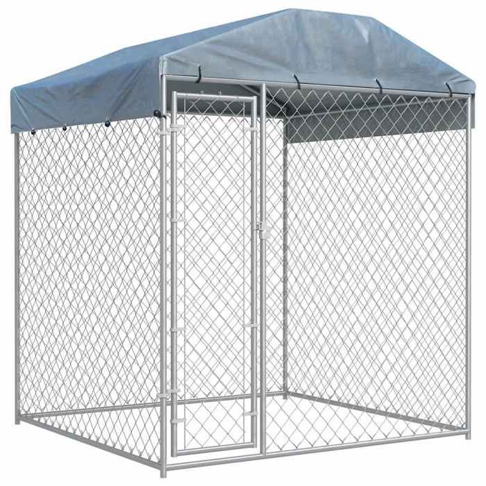 Chenil dextérieur avec toit pour chiens 193x193x225 cm - Cadre durable - design élégant(6141)
