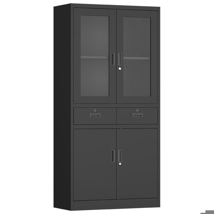 Armoire métallique de bureau - NIKCORP - GD-FC-005 - 90x40x185 cm - 2 portes vitrées - 2 tiroirs verrouillables
