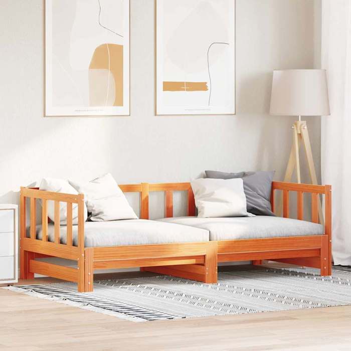Meuble de chambre - HAOSHOP - Lit de jour - avec tiroir Brun cire 203 5 x 184 x 66 cm（31357)