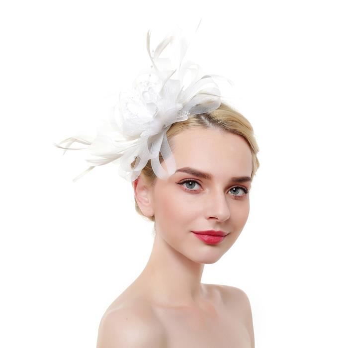 Coiffure Fleur Plume Mariee Chapeau Bibi Mariage Soiree Ceremonie