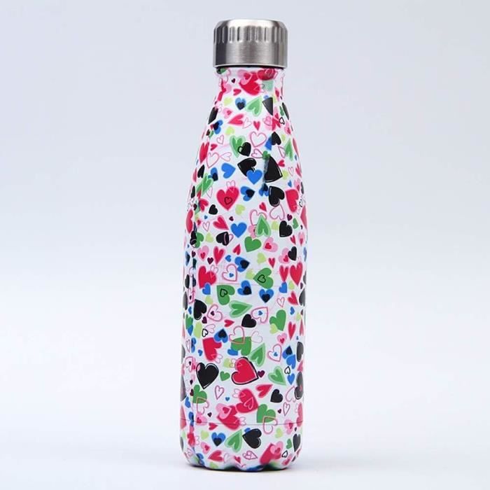 Gourde Isotherme 500 Ml – Acier Inox – Double Paroi – Avec Paille – Sans BPA – Enfant Adulte école Sport