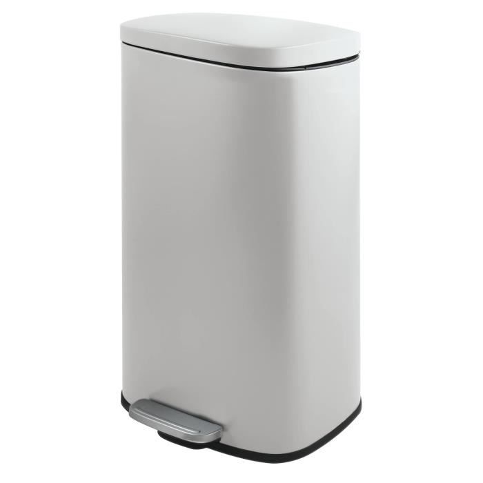 Poubelle à Pédale Double 60L - Cuisine - Acier Inoxydable Blanc - Marque Crystals