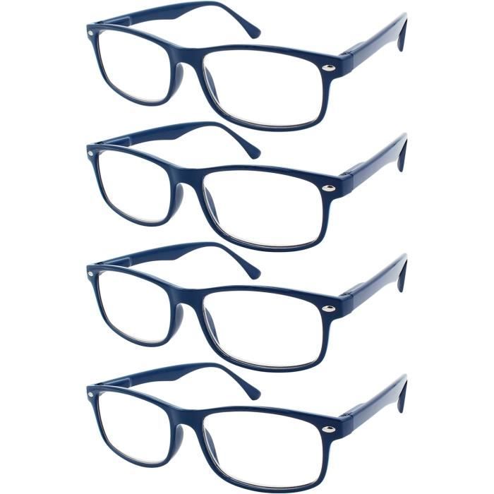 TBOC Lunettes De Lecture Pack 4 - Monture Bleue +3.50 Dioptrie Pliable Aimantée Réglable