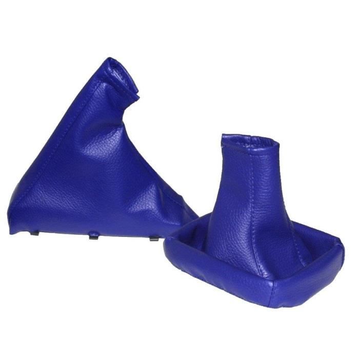 Soufflet Levier De Vitesse Frein à Main - Simili Cuir Avec Coutures Bleues - Personnalisation Auto