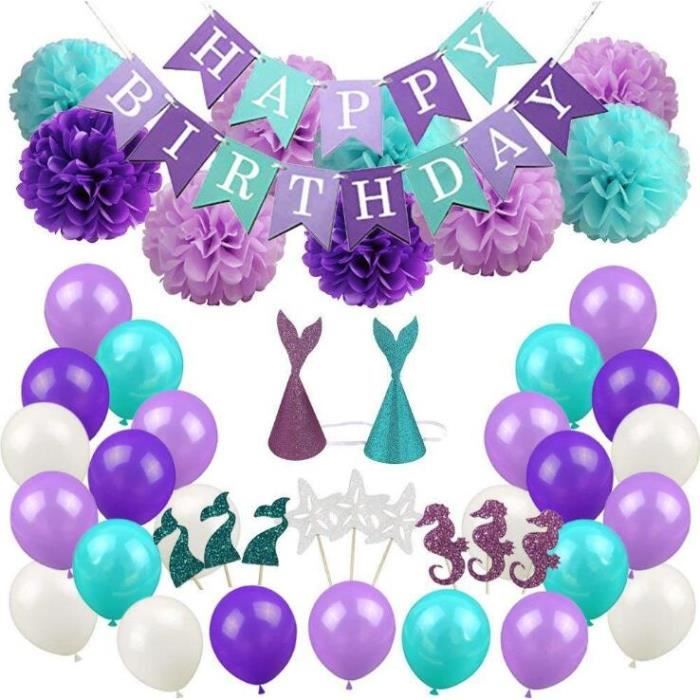 Decorations Anniversaire Drapeau Sirene Gateau Insert Chapeau De Fete Ballon Sirene Theme Decoration De Fete D Anniversaire Cdiscount Maison