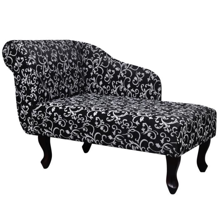 fauteuil canape meridienne en tissu a accoudoir gauche type daybed bain de soleil a design floral noir 104 x 51 x 69 5 cm achat vente fauteuil noir cdiscount