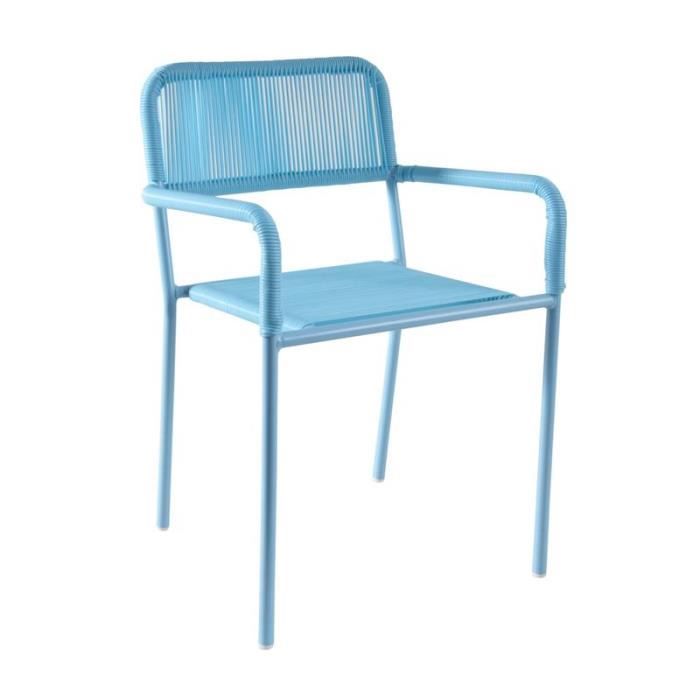 chaise enfant en polyrésine et métal laqué bleue