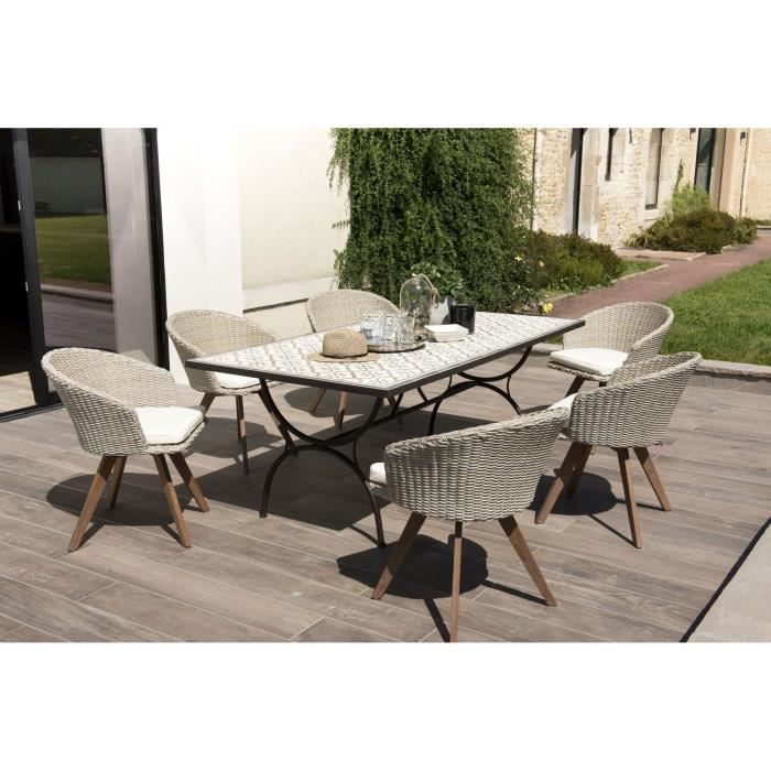 Salon De Jardin Casablanca Beige Achat Vente Ensemble Table