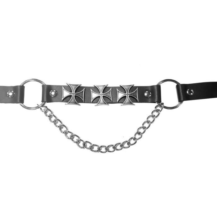 Boucle de ceinture croix de malte contour style chaine de moto. Biker