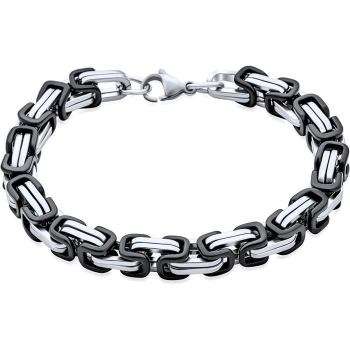 Biker Bijoux Bicolore Chaine Byzantine Mecanicien Double Lien Bracelet Homme pour Homme Argent Noir Ou OrTon Acier Inoxydable L779 Achat Vente bracelet gourmette Biker Bijoux Bicolore Chai779 Cd