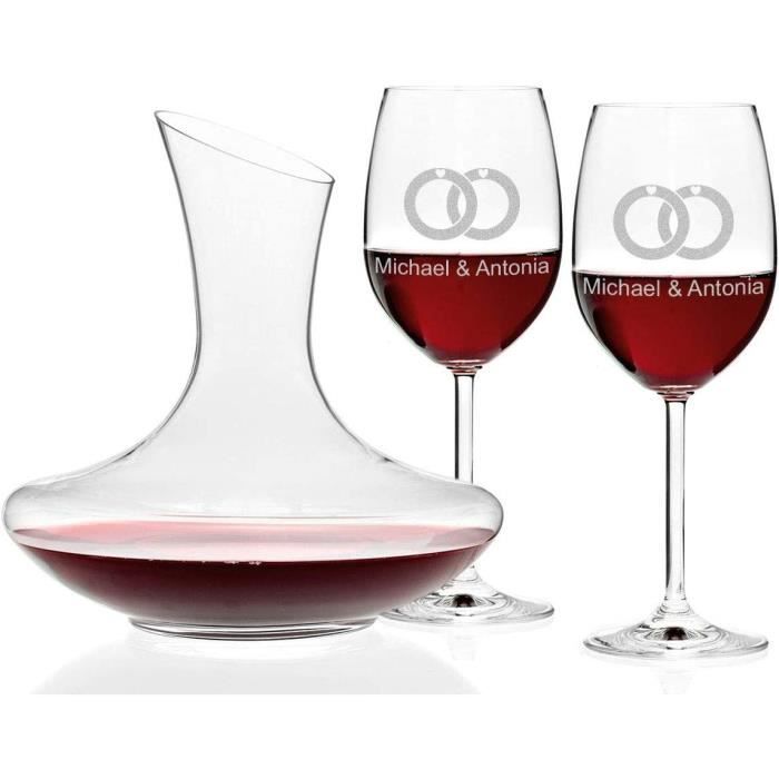 Leonardo Lot de 3 verres à vin rouge et carafe à vin personnalisable avec gravure \u2013 Verres