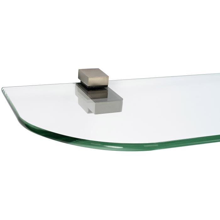 ib style® Étagère murale en verre |6mm | incl. Clip BAGI acier inoxydable | 8 diménsions | 2 designs| clair | 50 x 12 cm