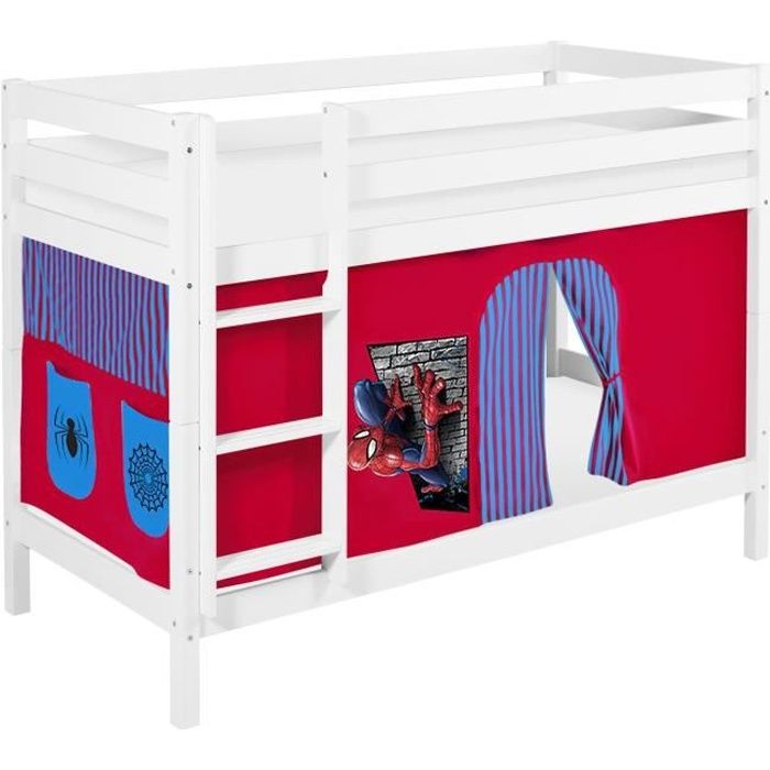 Lit superposés - LILOKIDS - JELLE - 90x200 - rideaux Spiderman2