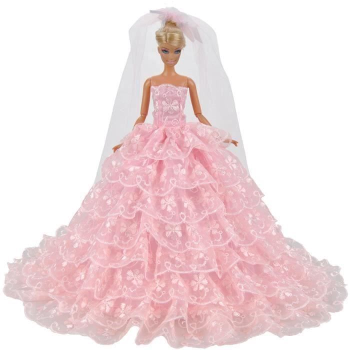 King E Ting Rose Magnifique Robe De Mariee Princesse Robe De Vetements Veil Pour Poupee Barbie Achat Vente Accessoire Poupee Cdiscount