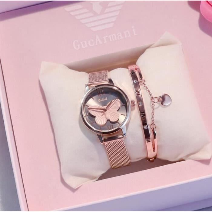 Coffret Cadeau Montre Fille Enfant Ado Amie Etudiant - Bracelet Femme +  Montre à quartz Cadran Papillons - Cadeau Fête Souvenir , - Achat/vente  montre Fille Enfant - Cdiscount