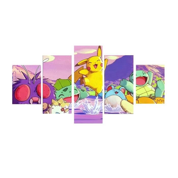 Acheter Cadre en bois massif japonais Anime Pokemon affiche dessin animé  toile peinture mur Art photo salon décor chambre décor décor à la maison  murale