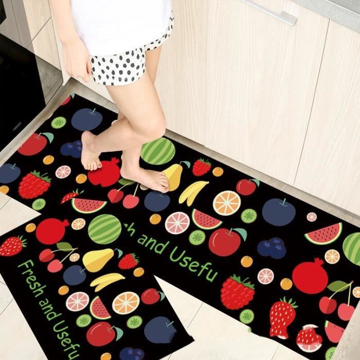 Ensemble 2 Tapis De Cuisine Antidérapants HomKuch – 43x75 Cm + 43x120 Cm, Doux, Absorbants Et Lavables, Noir Élégant