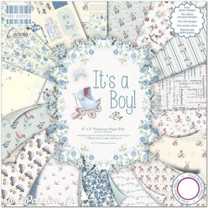 Papier Scrapbooking Assortiment It S A Boy 48fe 30 X 30 Cm Achat