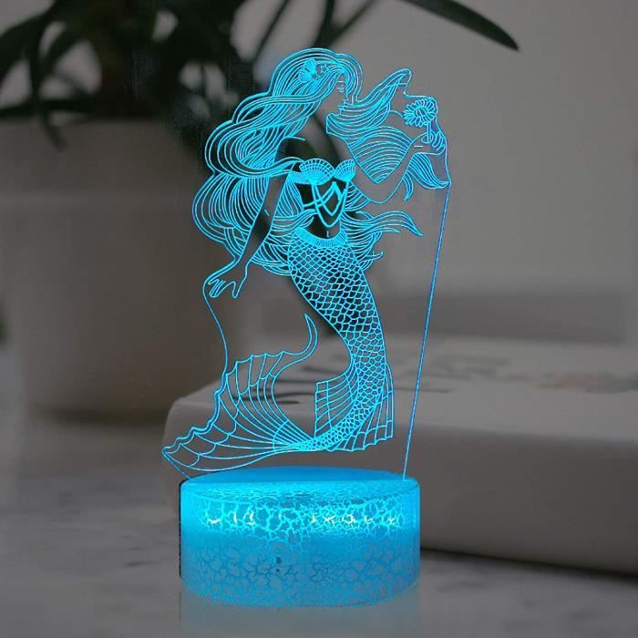 La Petite Sirene 3d Veilleuse Princesse Pour Enfants Decor De Chambre De Fille Lampe Illusion De Chevet Bebe Usb 7 Changement De648 Cdiscount Puericulture Eveil Bebe