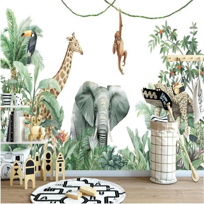 Papier Peint Autocollant 3D 'Jungle Animaux' - Modèle M5256 - Amovible Et Repositionnable - Fabriqué En Allemagne