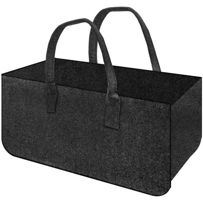 2 Sacs En Feutre 34cm Et 25cm Avec Poignées Similicuir - Gris Foncé | Rangement Vêtements, Bois, Jouets