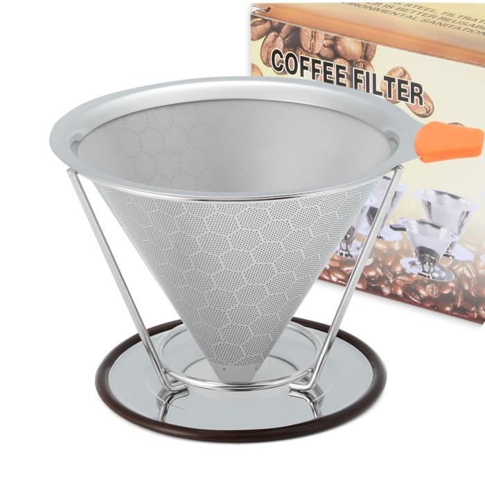 Filtre à Café Réutilisable En Acier Inoxydable - Filtre Permanent Double Maille Sans Papier, Pour Café Et Boissons Maison